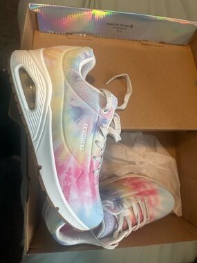 Skechers Women's Tie-Dye Sneakers - Pink, Blue, Purple w Air Cooled Memory Foam